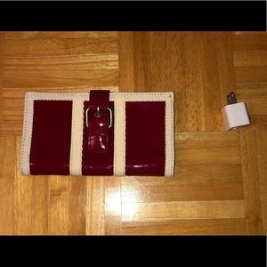 Old Navy Red Faux Leather Clutch/Wallet with Front Buckle